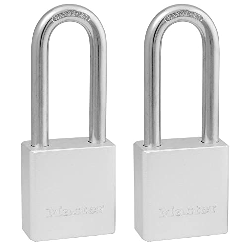 Master Lock Robustes Vorhängeschloss aus massivem Aluminium, Schlüsselhalterung, für den Außenbereich, 5,1 cm Verlängerter Bügel, gleichschließende Vorhängeschlösser, 2 Stück, 570TLH von Master Lock