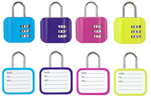 Master Lock 4670EURDCOL Zahlenschloss mit Adressen-Etikett, Mehrfarbig, 5,9 x 4,4 x 1,4 cm von Master Lock
