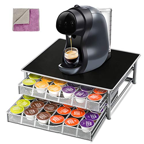 Masthome Kaffee Kapselhalter,2-Tier Kaffee KapselSchublade zur Aufbewahrung für Dolce Gusto käpsel,Kapselständer Organiser Kapazität 72 mit Rutschfeste Oberfläche-Hergeben1 Reinigungstuch von Masthome