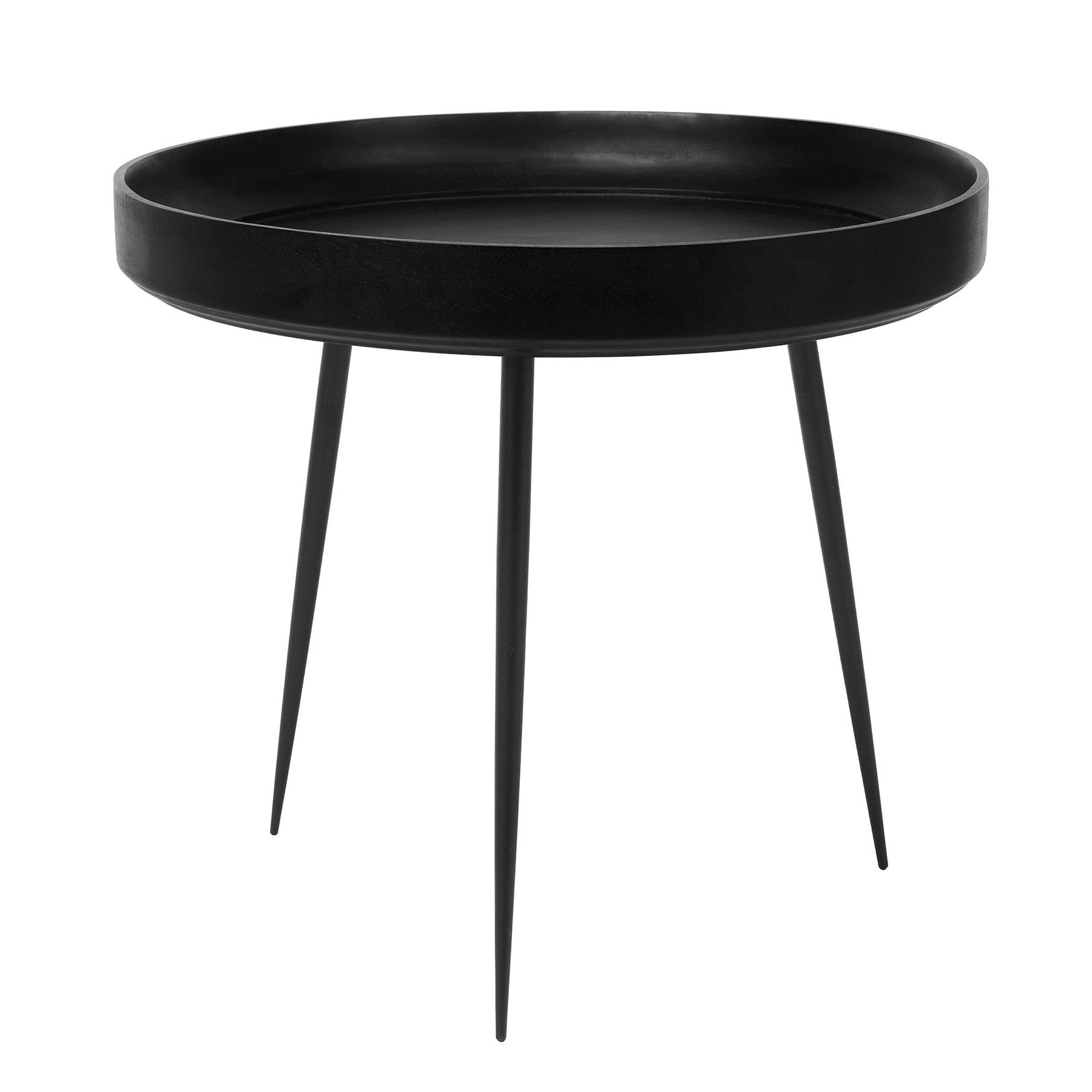 Mater - Bowl Beistelltisch L - schwarz/Tischplatte Mangoholz gebeizt/Gestell Stahl schwarz/H 46 / Ø 52cm von Mater