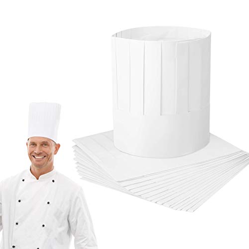 Matogle 20 Pcs Papier Chef Hut Einmalige Papier Kochmütze Weiße Kochhüte Verstellbare Koch Hüte zum Kochen Backen Papierkochmütze für Kochparty Restaurant Kochkurs Kantine von Matogle