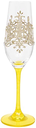 Maturi Champagnerflöte, handbemalt, goldfarbenes Flockmuster, 220 ml, in Geschenkbox von Maturi