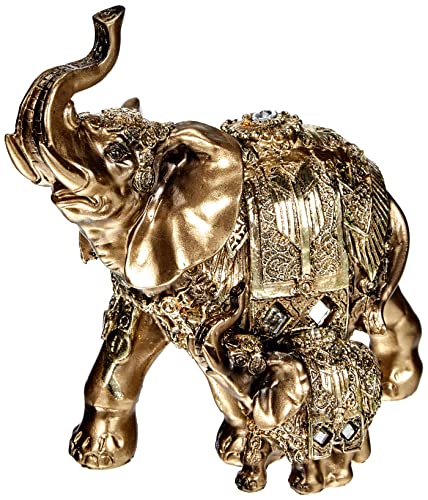 Maturi Goldfarbener Elefant und Kalb mit Glitzer- und Diamant-Details von Maturi