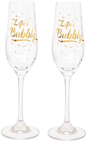 Maturi Set aus zwei „Life's Bubbly“-Champagnerflöten, 220 ml, in Geschenkbox von Maturi