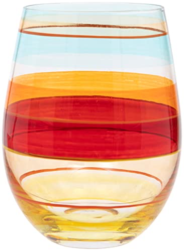 Maturi Weinglas ohne Stiel, handbemalt, gestreift, 530 ml, in Geschenkbox von Maturi
