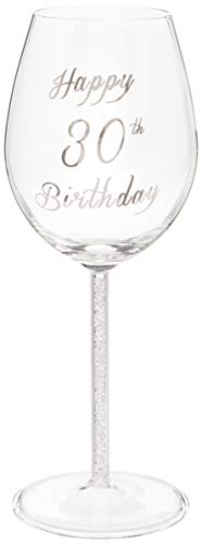 Maturi Weinglas zum 30. Geburtstag mit silberfarbenem Diamantstiel, 400 ml von Maturi