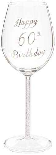 Maturi Weinglas zum 60. Geburtstag, mit silberfarbenem Diamantstiel, 400 ml von Maturi