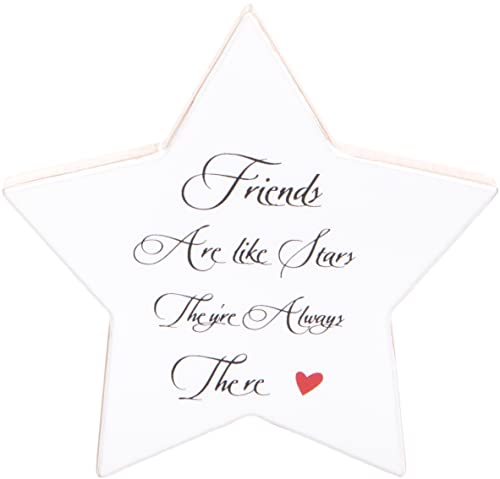 Sternförmiges Geschenkschild „Friends“, 16 x 16 cm, Heimdekoration aus weißem Holz, sentimentale englische Verse von Maturi