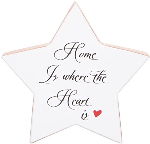 Sternförmiges Geschenkschild „Home“, 16 x 16 cm, Heimdekoration aus weißem Holz, sentimentale englische Verse von Maturi