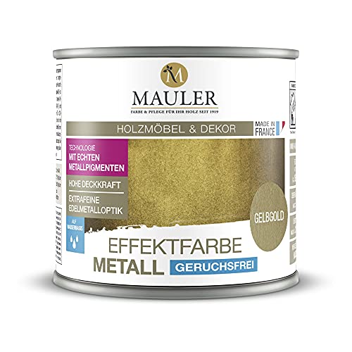 Mauler Goldfarbe Mettalic Gelbgold 5L Echte Metallpigmente. Innen und aussenbereich : Holz, Metall, Gips, PVC von Mauler
