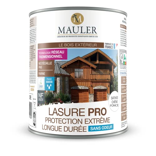 Lasur - Holzschutz für den Außenbereich - UV- und Wetterschutz - Langzeitiger Satin Dunkle Eiche 2L5 MAULER von Mauler