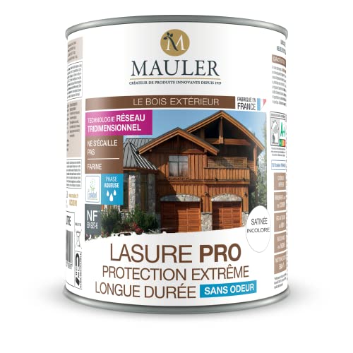 Lasur - Holzschutz für den Außenbereich - UV- und Wetterschutz - lange Dauer Satin farblos 1L MAULER von Mauler