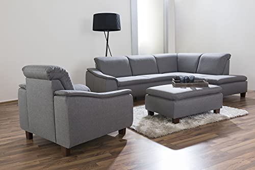 Max Winzer Sofa 2,5-Sitzer Links mit Ecksofa rechts Aaron Flachgewebe hellgrau von Max Winzer