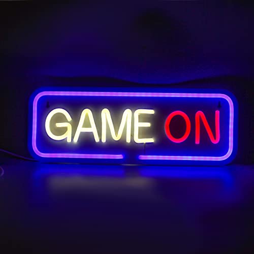 MaxEarn Leuchtreklame Game On, Gaming Neon Licht Leuchtschilder USB Angetrieben, Spiel Led Neon Schild 15,7 x 5,7 Zoll, Neonlicht für Schlafzimmer Party Bar Wanddekoration von MaxEarn