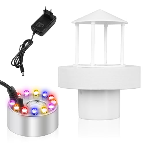 MaxEarn Ultraschall Vernebler, 12 LEDs Nebelmaschine Mini mit Spritzschutz, Nebelkapazität 250-450 ml/H, Nebler Mister für Springbrunnen, Teich, Nebel, Halloween von MaxEarn