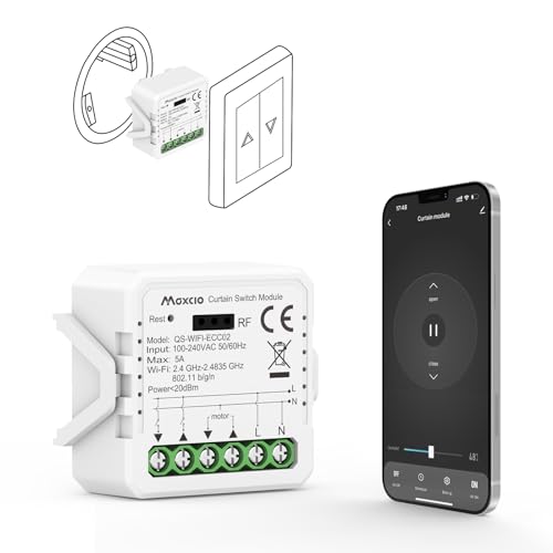 Maxcio Smart Rolladenchalter mit Prozentfunktion, WLAN Rolladensteuerung Relais Modul mit Timer, Kompatibel mit Alexa, Echo, Google Home von Maxcio