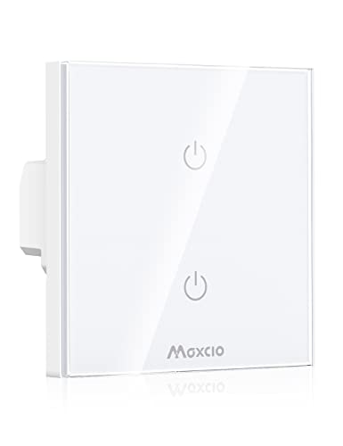 Smart Lichtschalter, Maxcio Wlan Lichtschalter 2 Weg, Kompatibel mit Alexa, Google Home, APP Fernbedienung, Timer Funktion und Überlastungsschutz, Nullleiter Erforderlich von Maxcio