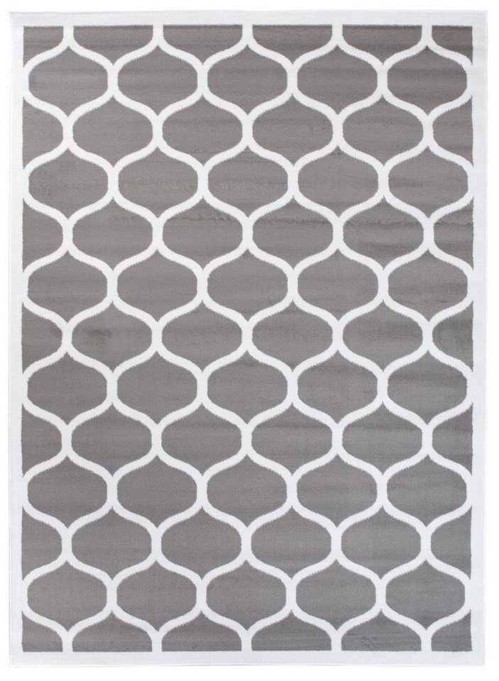 Designteppich Modern Teppich Geometrische Muster grau - Kurzflor, Mazovia, 120 x 170 cm, Geeignet für Fußbodenheizung, Höhe 7 mm, Kurzflor von Mazovia