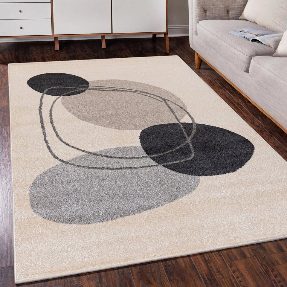 Designteppich Modern Teppich Kurzflor Wohnzimmerteppich Japandi Scandi Creme Beige, Mazovia, 80 x 150 cm, Fußbodenheizung, Allergiker geeignet, Farbecht, Pflegeleicht von Mazovia
