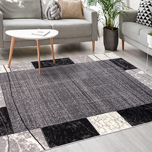 Mazovia Modern Teppich - Kurzflor - Teppich für Wohnzimmer, Schlafzimmer, Esszimmer - ÖKO-TEX Wohnzimmerteppich, Robust und pflegeleicht, Niedrige Florhöhe – Teppiche - grau 160 x 230 cm von Mazovia