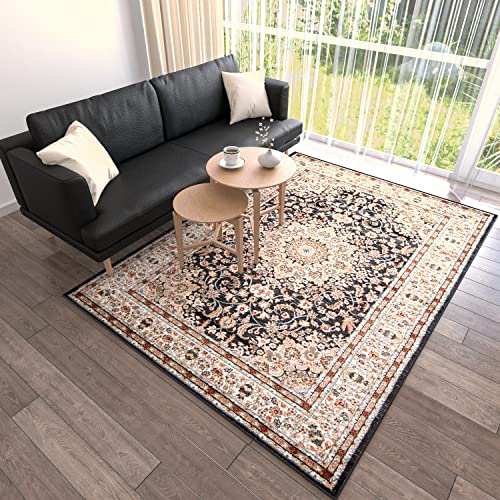 Mazovia Orientalisch Teppich - Traditioneller Teppich für Wohnzimmer, Esszimmer - Orient Teppiche Ornament - ÖKO-TEX Wohnzimmerteppich Beige Schwarz - 60 x 100 cm von Mazovia