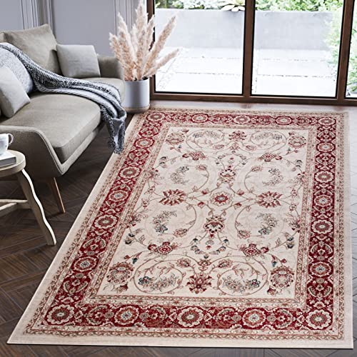 Mazovia Orientalisch Teppich - Traditioneller Teppich für Wohnzimmer, Esszimmer - Orient Teppiche Ornament - ÖKO-TEX Wohnzimmerteppich Creme Rot - 250 x 350 cm von Mazovia