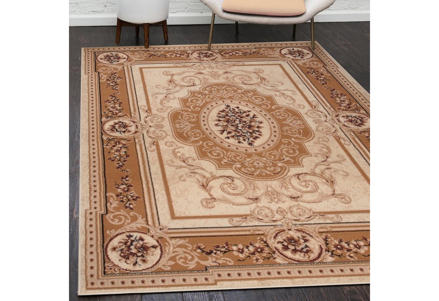 Orientteppich Orientalisch Vintage Teppich Kurzflor Wohnzimmerteppich Beige, Mazovia, 60 x 100 cm, Fußbodenheizung, Allergiker geeignet, Farbecht, Pflegeleicht von Mazovia