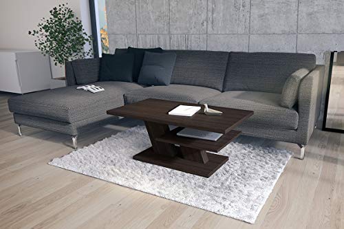 Design Couchtisch Cliff Walnuss Wenge Tisch Wohnzimmertisch 110x60x45cm mit Ablagefläche von Mazzoni