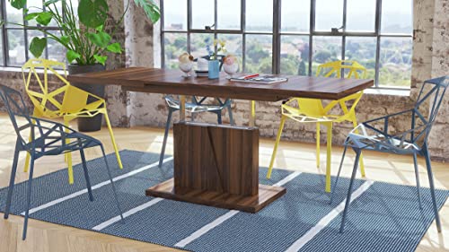 Mazzoni Design Couchtisch Tisch Grand Noir stufenlos höhenverstellbar ausziehbar 120 bis 180cm Esstisch (Nussbaum) von Mazzoni