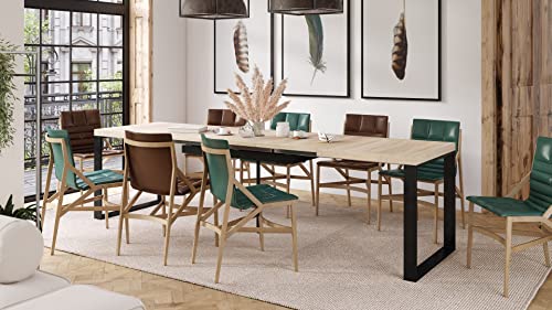 Mazzoni Design Esstisch Avari Tisch ausziehbar 120 bis 270 cm, Farbe:Sonoma Eiche/Schwarz matt von Mazzoni