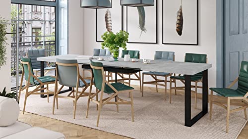 Mazzoni Design Esstisch Avella Tisch ausziehbar 160 bis 310 cm, Farbe:Beton - Schwarz matt von Mazzoni