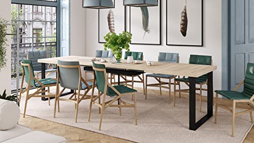 Mazzoni Design Esstisch Avella Tisch ausziehbar 160 bis 310 cm, Farbe:Sonoma Eiche/Schwarz matt von Mazzoni
