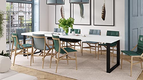 Mazzoni Design Esstisch Avella Tisch ausziehbar 160 bis 310 cm, Farbe:Weiß matt - Schwarz matt von Mazzoni