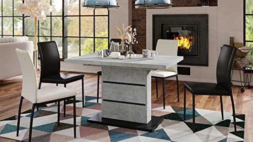 Mazzoni Design Esstisch Tisch Piano ausziehbar 120 bis 200 cm, Farbe:Beton - Schwarz matt von Mazzoni