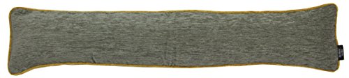 McAlister Textiles Alston Chenille | Schlichter zweifarbiger Zugluftstopper mit Füllung 18cm x 100cm in Grau mit Ockergelb | Deko Windstopper für Fenster, Türen von McAlister Textiles