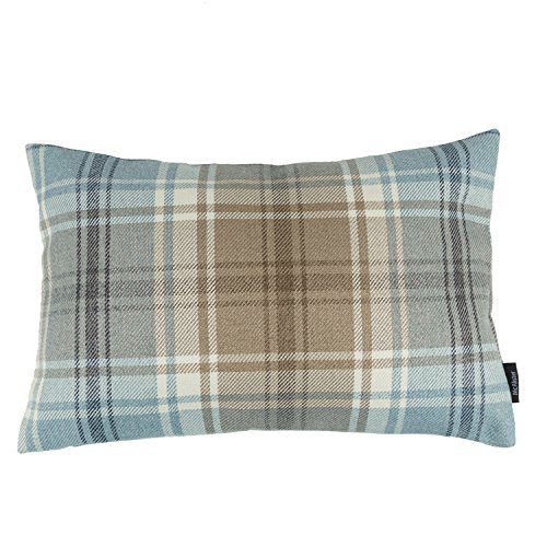 McAlister Textiles Angus | Sofakissen mit Füllung in Hellblau | 60 x 40cm | gewobenes Kariertes Tartan Muster | schottischer Landhausstil von McAlister Textiles