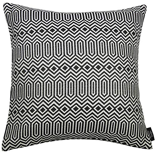 McAlister Textiles Colorado | Kissenbezug für Kissen in Schwarz | 43 x 43 cm | Gewobenes geometrisches Jacquard Muster | Ethno-Design Deko Kissenhülle für Sofa, Couch von McAlister Textiles