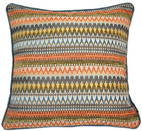 McAlister Textiles Curitiba | Bunt gemustertes Sofakissen mit Füllung | 60 x 60 cm in Orange & Blaugrün | farbenfrohes Deko Kissen für Sofa, Bett, Couch von McAlister Textiles