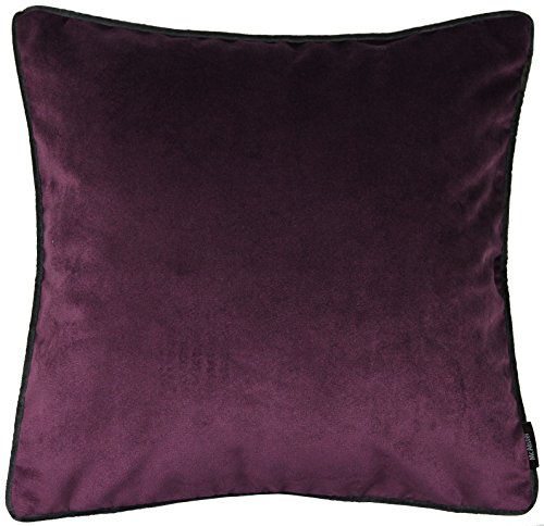 McAlister Textiles Matter Samt | Sofakissen mit Füllung in Aubergine Violett | 60 x 60cm | erhältlich in 25 Farben | griffester Samt edel paspeliert | pralles Samtkissen von McAlister Textiles