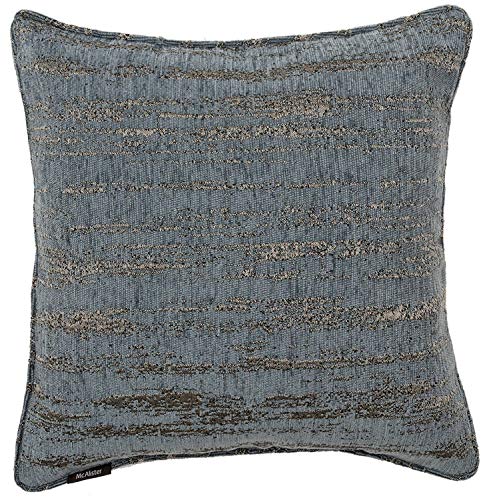 McAlister Textiles Strukturierter Chenille | Sofakissen mit Füllung | 43 x 43 cm in Denim Blau | Deko Kissen für Sofa, Couch, Sessel mit metallischem Glanz von McAlister Textiles