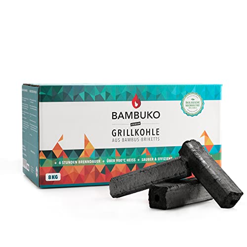 McBrikett BAMBUKO Premium Grillkohle, 8 kg Bio Bambuskohle, rauchfrei & sehr heiß von McBrikett