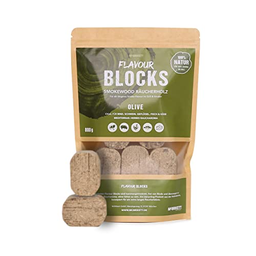 McBrikett Flavour Blocks, Räucherholz, Smokewood, Chunks, 800g, 100% Natur, extra langes Raucharoma, Olive von McBrikett