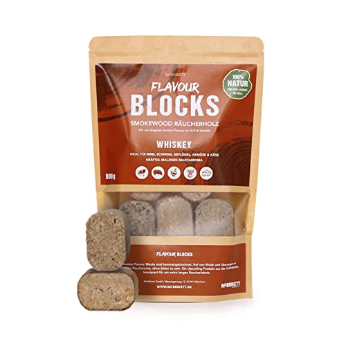 McBrikett Flavour Blocks, Räucherholz, Smokewood, Chunks, 800g, 100% Natur, extra langes Raucharoma, Whiskey von McBrikett