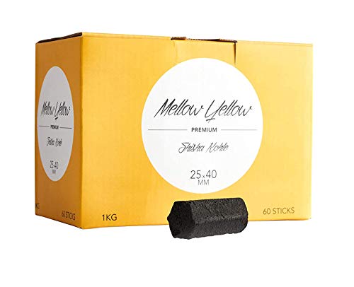Mellow Yellow Hexagon Shisha Kohle Sticks - 1kg Packung, 60 Sticks für Premium Shisha-Genuss, Ultra-Lange Brenndauer, Wenig Asche von McBrikett