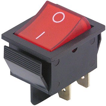 MC POWER - Wippenschalter | 4-polig, rote beleuchtete Wippe, 250V/15A, 2 Stellungen: EIN/AUS von MC POWER