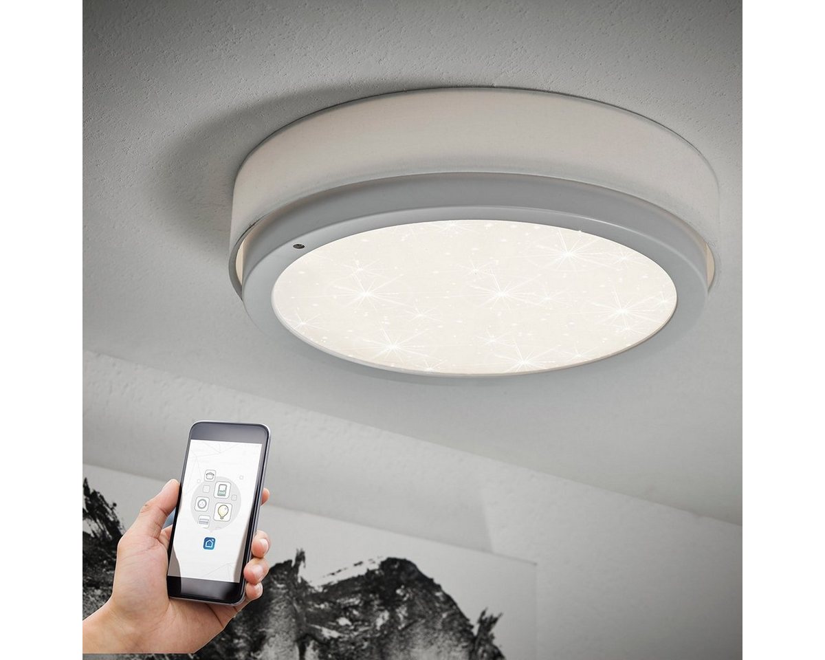 MeLiTec LED Deckenleuchte D112, LED fest integriert, warmweiß - kaltweiß, LED Leuchte Smart Home Wand Deckenleuchte Wandlampe creme-weiß 32x8 cm von MeLiTec