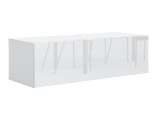 MebLocker TV Lowboard Hängeschrank TV Board hängend 100cm Hängeboard, TV-Schrank Lowboard Hängeschrank Wandschrank Wohnwand für Wohnzimmer Fernsehtisch Tv möbel modern Design weiß glänzend von MebLocker