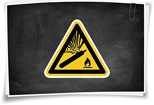 Medianlux Warnhinweis W029 Warnung vor Gasflaschen Aufkleber Warnzeichen Piktogramm, 15cm - 1 Stück von Medianlux