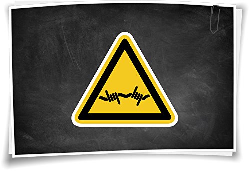 Medianlux Warnhinweis W033 Warnschild Warnung vor Stacheldraht Aufkleber Piktogramm, 3cm - 6 Stück von Medianlux
