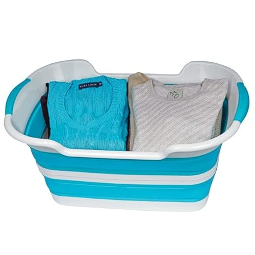 Laundry Basket - Faltbarer Wäschekorb - Zusammenklappbarer Wäschekorb aus Kunststoff - Aufbewahrungsbehälter - Tragbare Waschwanne - Platzsparender Wäschekorb von Mediashop